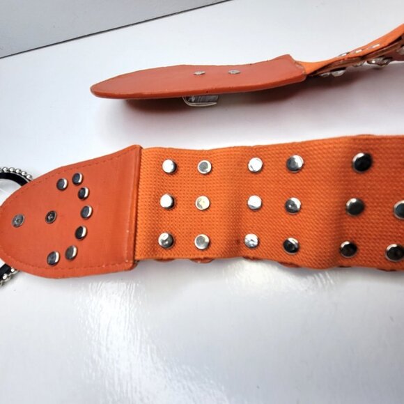 Sequin Studded Orange Belt with Sequin Round Buckle - Picture 14 of 16